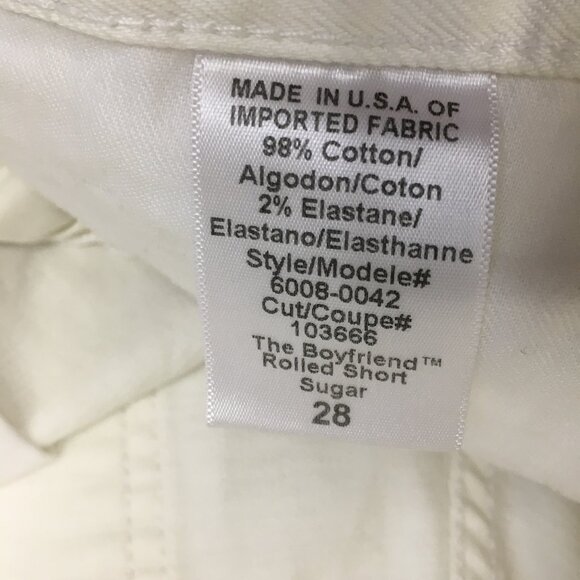 CURRENT ELLIOTT Sugar Wash The Boyfriend Roll Short Cuffed Raw Hem Denim Shorts - Picture 4 of 13